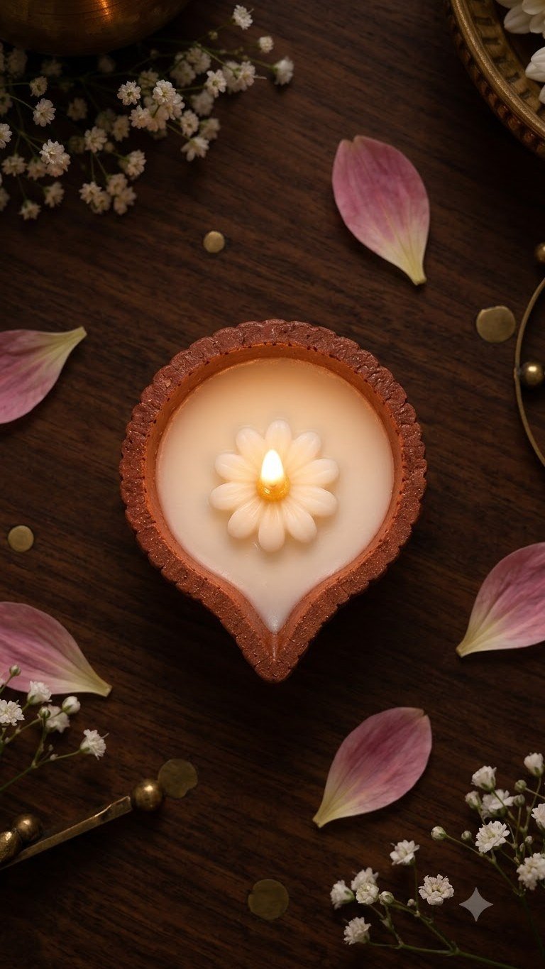 Diwali Daisy Diya Candles (Pack of 4)