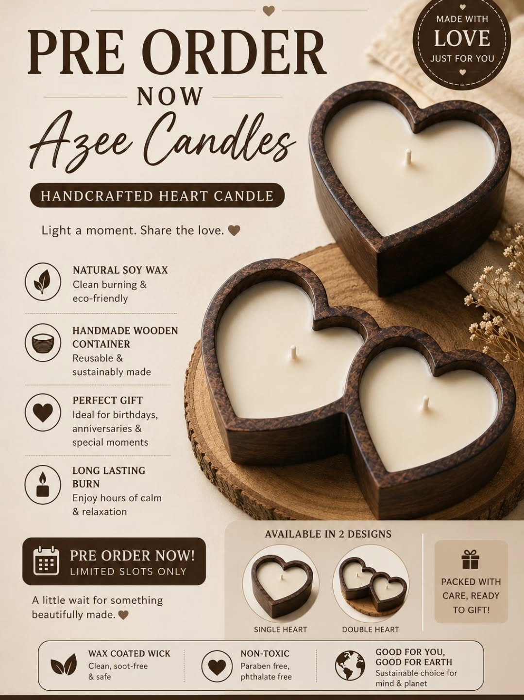 Handcrafted Heart Candle