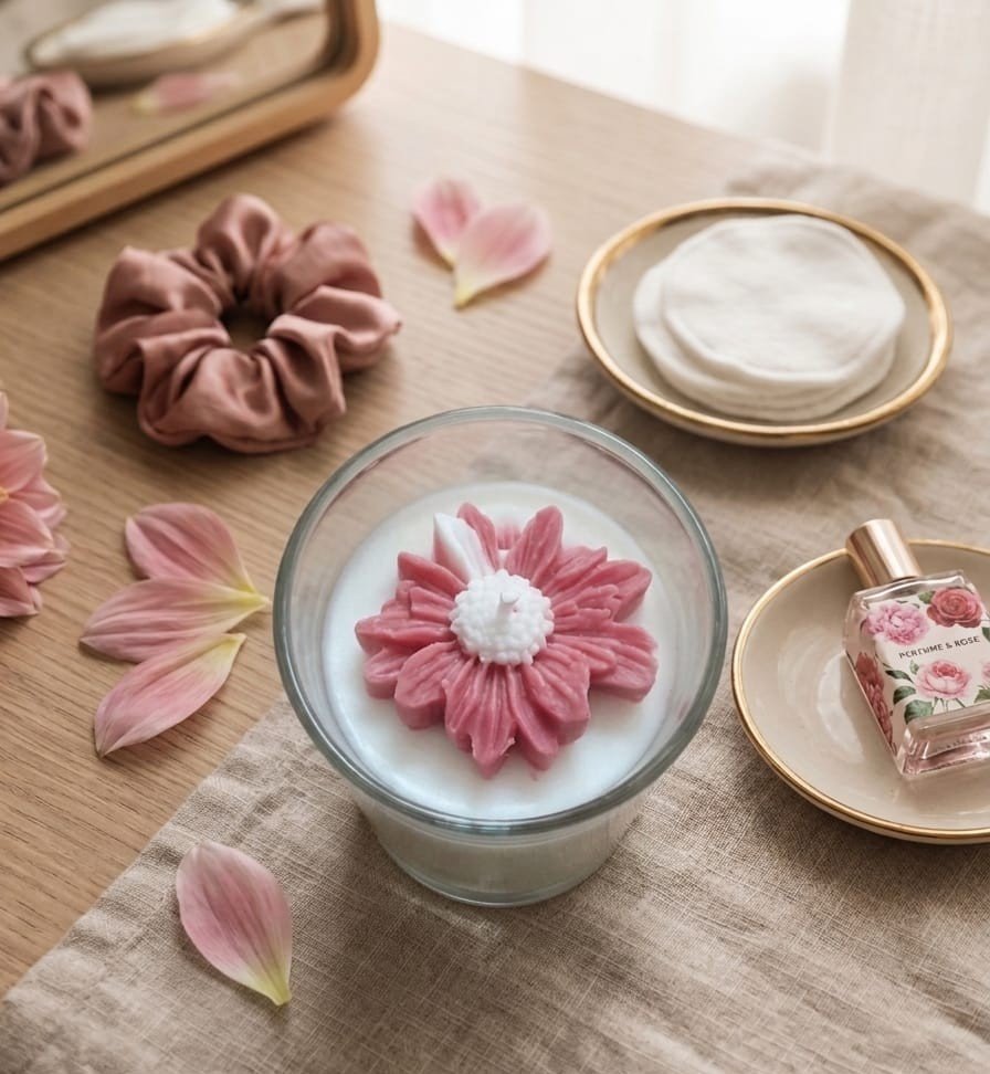 Pink Daisy Candle