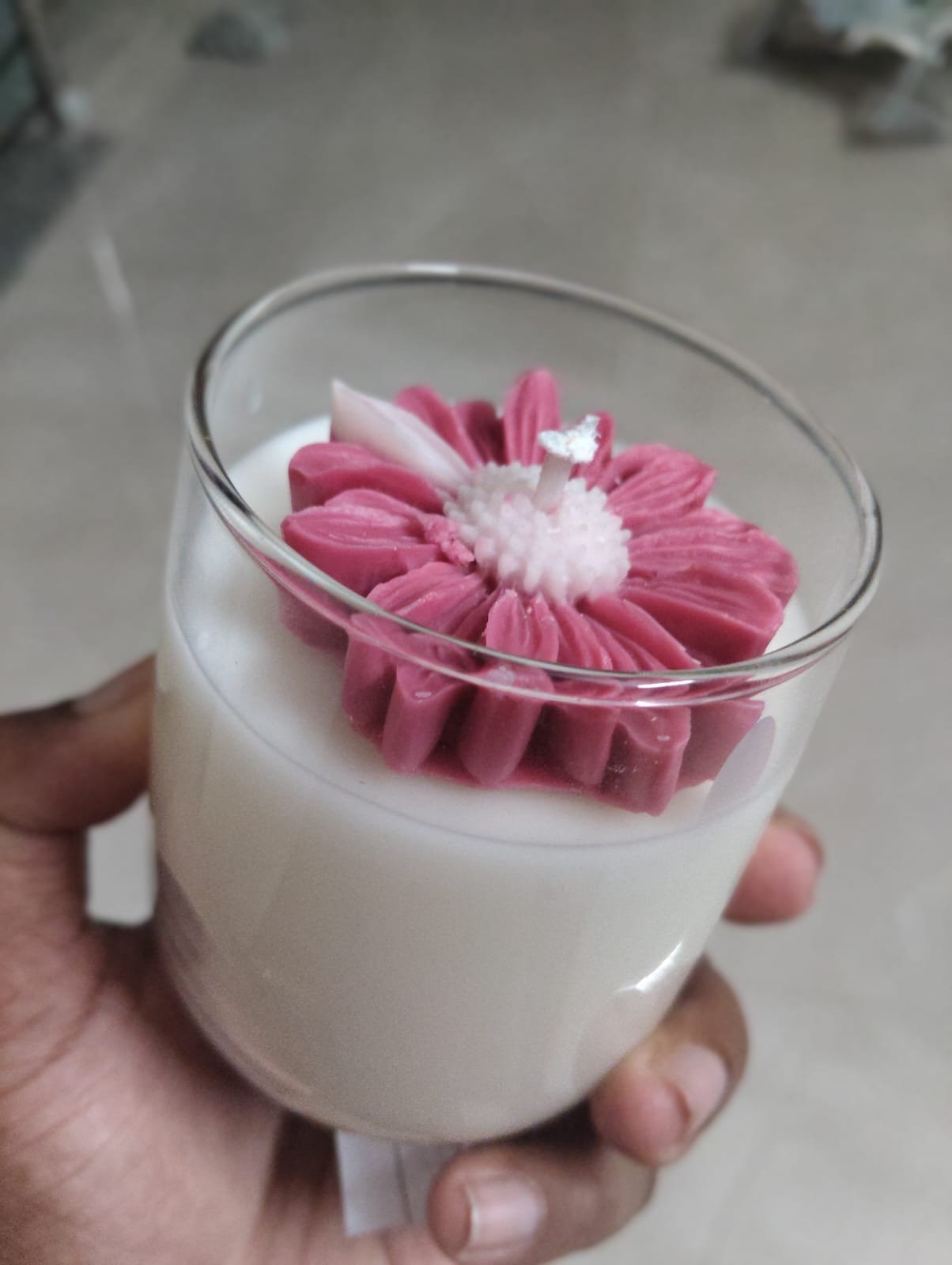 Pink Daisy Candle